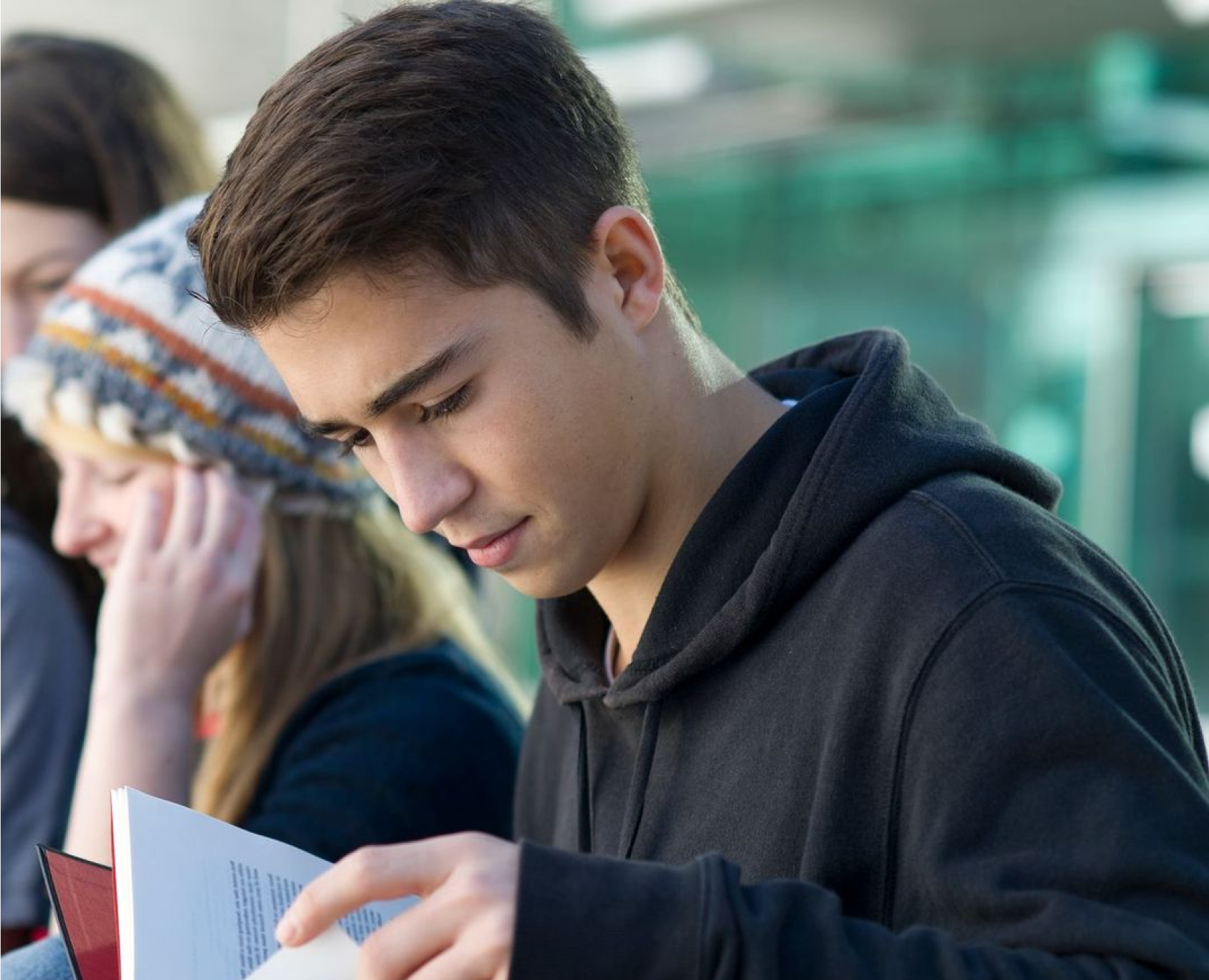 Teenagers studying together