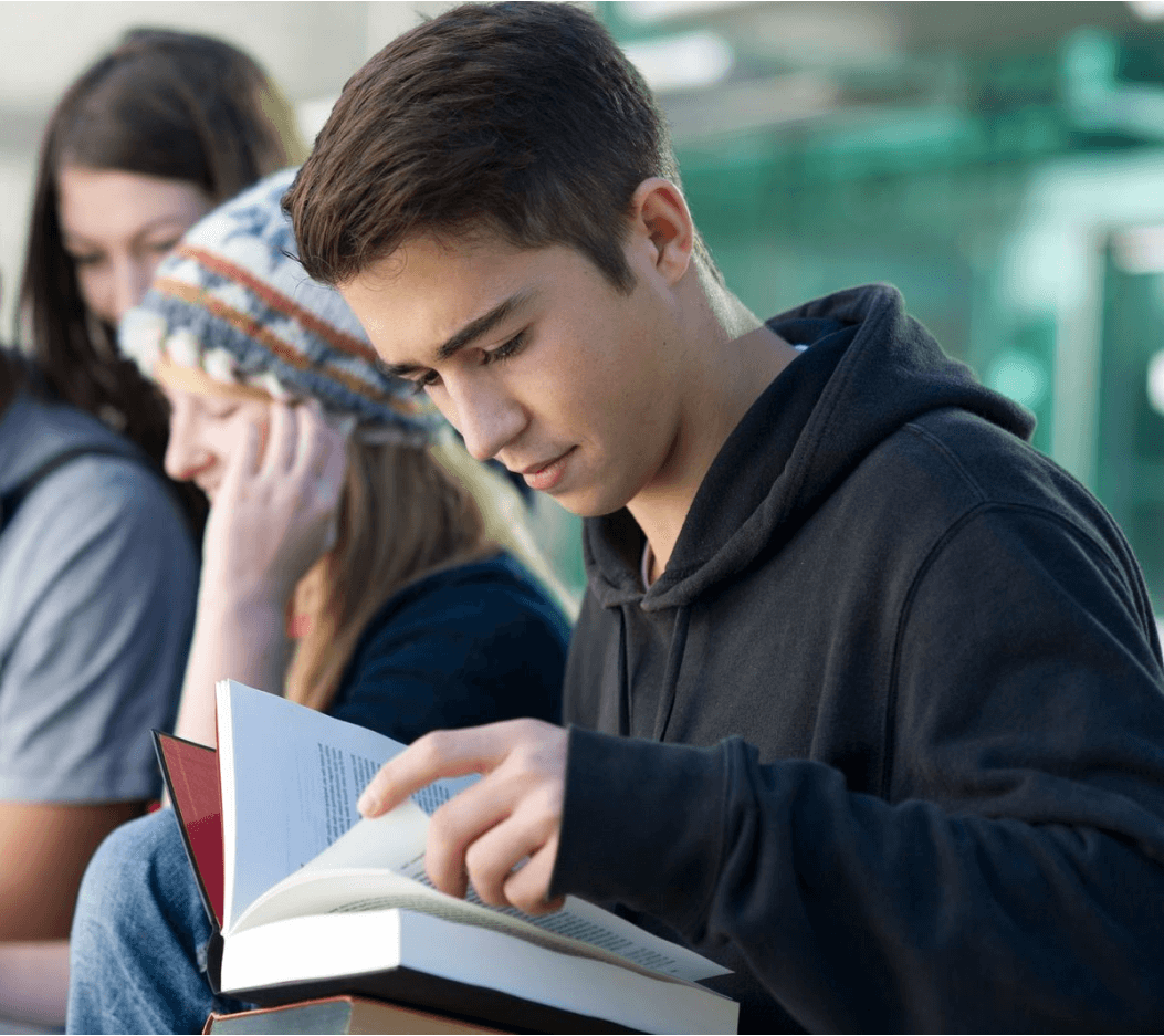 Teenagers studying together